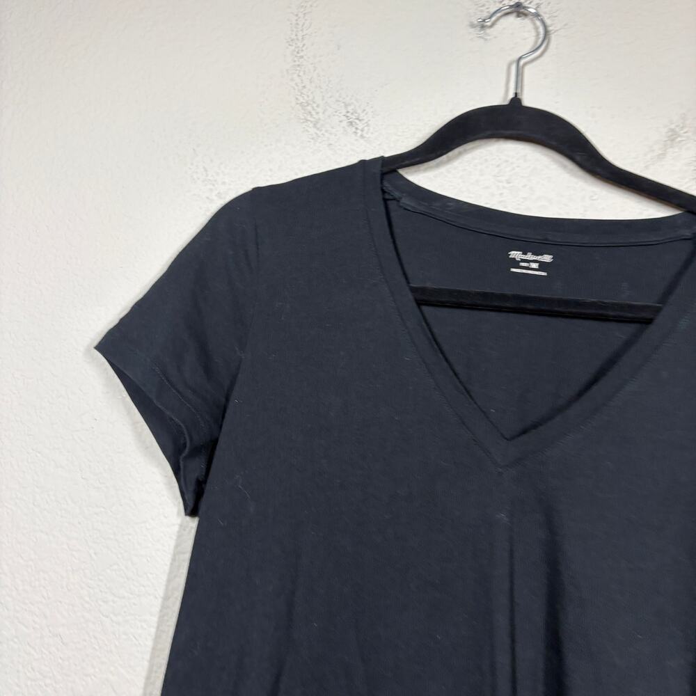 Madewell Medium Northside Vintage V Neck T-Shirt Dress Black Cotton Short Sleeve - Picture 3 of 8